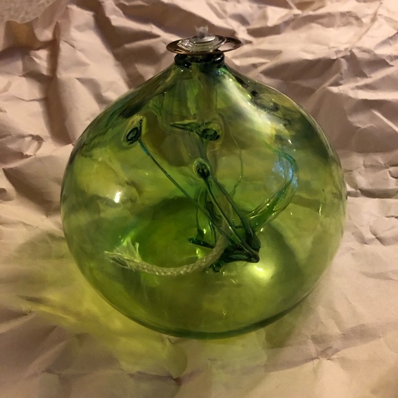 Hand blown glass oil lamp - Picture 2 of 3